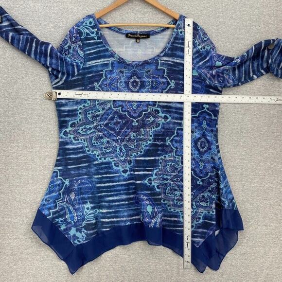 French Bazaar Tunic Blouse Top Womens Extra Large Embellished 3/4 Sleeve - Picture 6 of 8